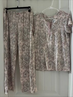 Anne Klein Blush Pink Paisley Short-Sleeve Pajama Set